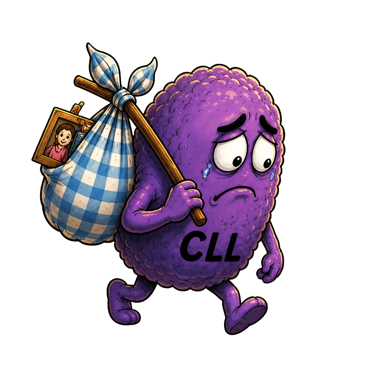 Cartoon CLL cell moving away